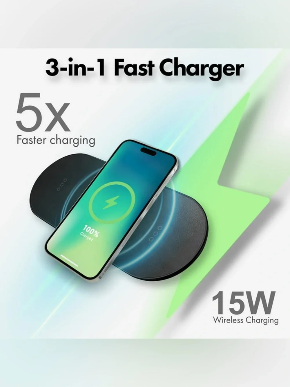 MVMT 15W Wireless Charging Pad Premium Vegan Leather 3-in-1 Fast Charger